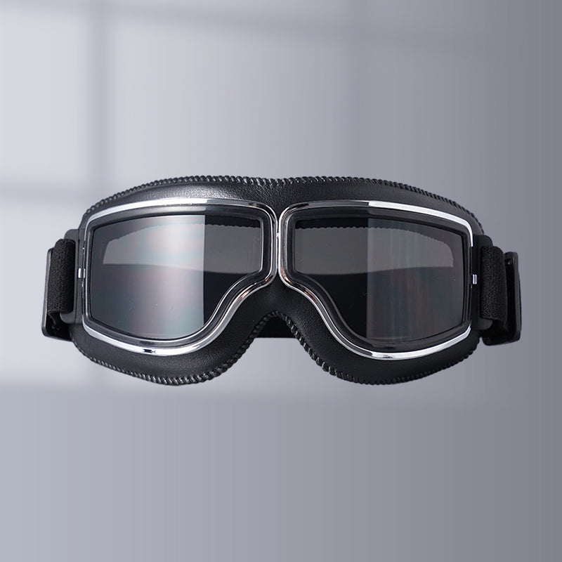 Retro Leather-Padded Motorcycle Goggles for Vintage Riding
