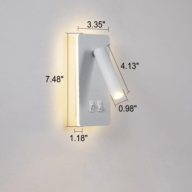 Adjustable LED Reading Sconce 3.3 in Iron Spotlight for Bedroom Hallway Modern Hardwired Task Light Rotatable Arm Wall Fixture Black White