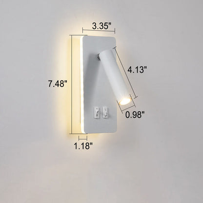Adjustable LED Reading Sconce 3.3 in Iron Spotlight for Bedroom Hallway Modern Hardwired Task Light Rotatable Arm Wall Fixture Black White