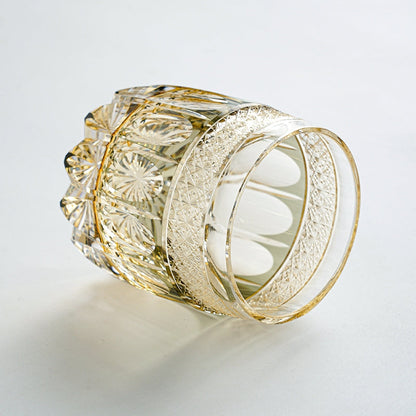 Hand-Cut Crystal Whisky Glass with Starburst Pattern, Gift-Boxed Japanese Tumbler for Spirits