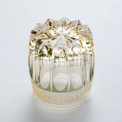 Hand-Cut Crystal Whisky Glass with Starburst Pattern, Gift-Boxed Japanese Tumbler for Spirits