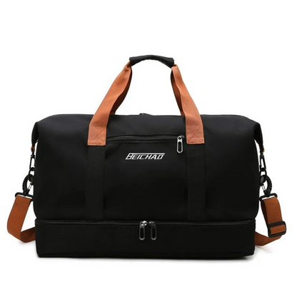 Weekend Duffel Bag with Shoe Compartment & Wet-Dry Separation for Gym Travel