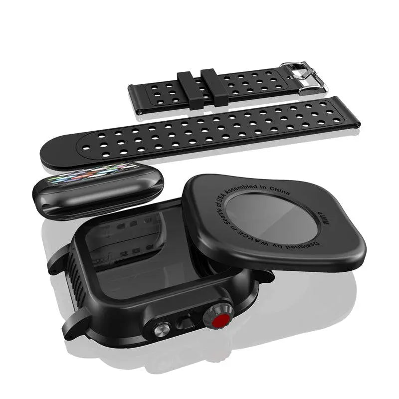 Protective Sport Band & Case Kit for Apple Watch 44mm & 42mm – Silicone Wristband with Snap-On Screen Bumper for Series 6/5/4/SE & Series