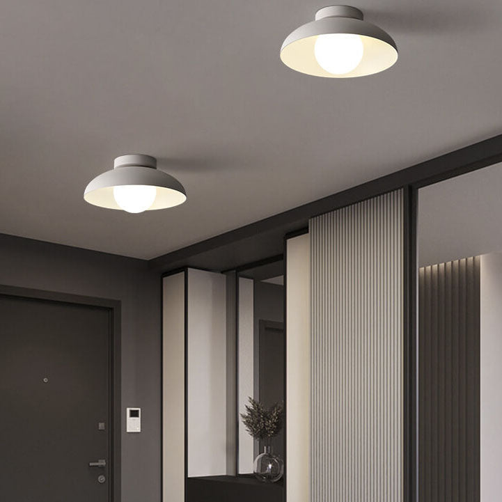 Single-Bulb Ceiling Light with Iron Frame and Glass Shade for Bedroom, Hallway, or Entryway