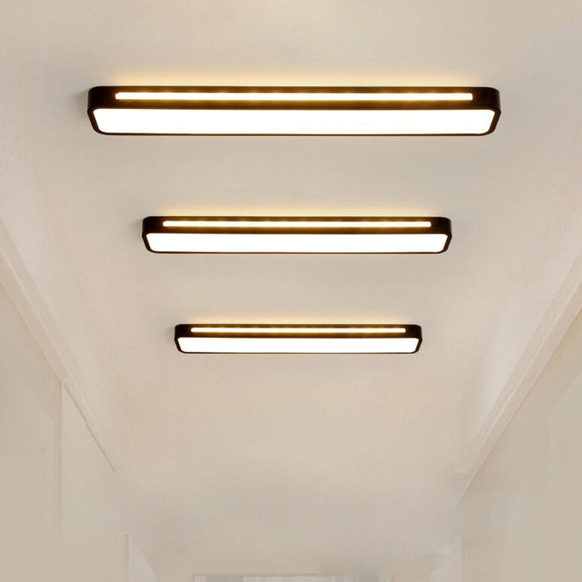 Low-Profile LED Flush Mount Ceiling Light 19 in Black White Acrylic for Bedroom Hallway Living Room Modern Hardwired Fixture