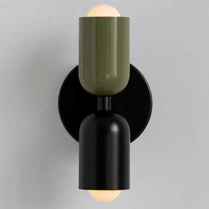 Two-Tone Glass Wall Sconce with Dual Light Uplight Downlight for Bedroom Living Room Hallway Modern Minimalist Home Accent Lighting
