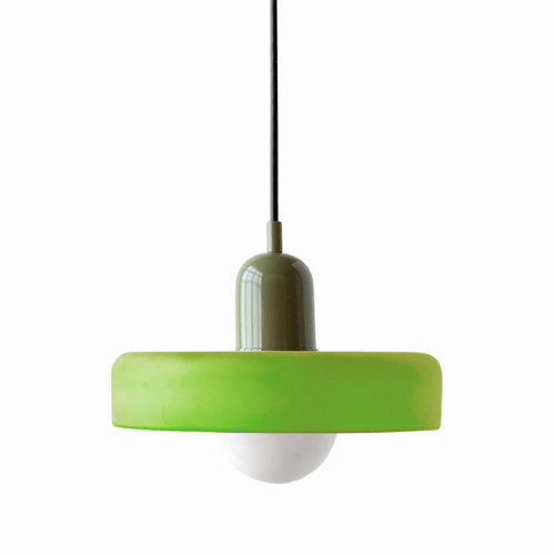 Glass Disc Pendant Light with Adjustable Cord – Modern Ceiling Fixture for Dining Room, Kitchen Island & Living Room