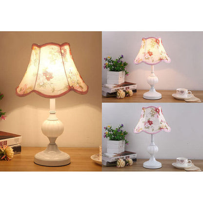 Desk Lamp with Fabric Shade & Metal Base 16.5 Inches High for Bedroom Nightstand Reading Study Room Office Workspace E26 Socket Gold White A