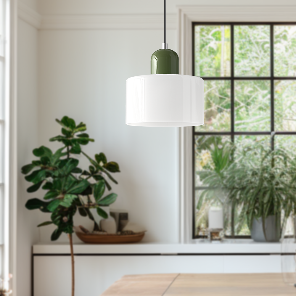 Linear LED Pendant Light White Glass Modern Hanging Fixture for Dining Room Kitchen Island Contemporary Halo Design Adjustable Cable
