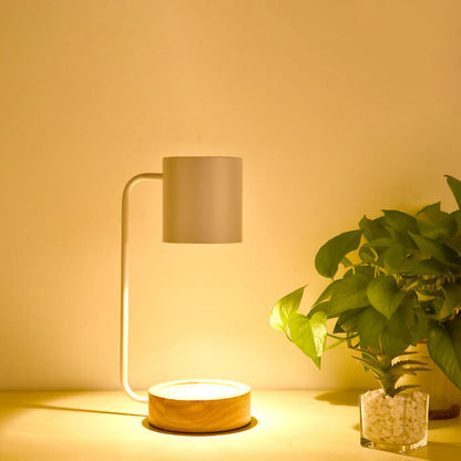 Wood & Metal Desk Lamp with GU10 Socket for Bedroom Nightstand Reading Study Room Office Task Lighting Plug-In Accent Light 6.7"