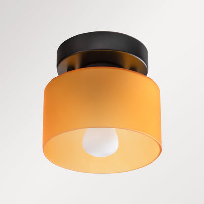 Flush Mount Glass Dome Ceiling Light E26 Socket Amber Globe for Kitchen Entryway Bedroom Low Profile Vintage Style Home Lighting Fixture