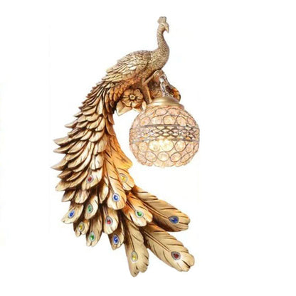 Sculptural Sconce with Crystal Globe Shade 12 in x 18 in Hand-Painted Fixture for Bedroom Hallway Living Room Hardwired Installation Multico