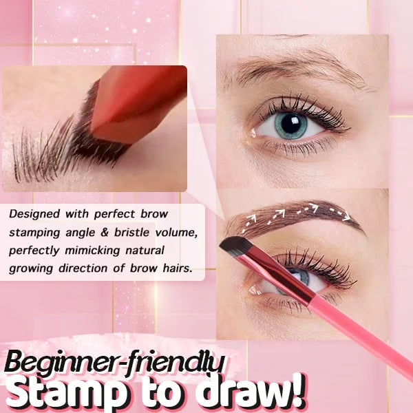 Eyebrow Hair-Stroke Stamp Brush – Instant Natural Brows with Microblading Effect for Powder, Gel & Pomade | Water-Resistant, Ergonomic