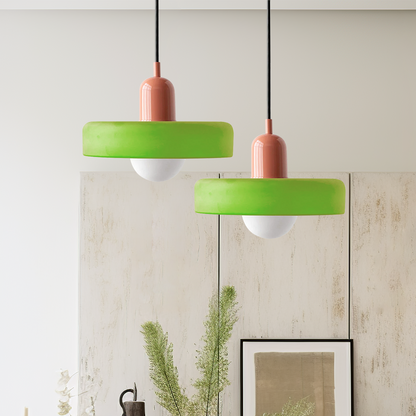 Glass Disc Pendant Light with Adjustable Cord – Modern Ceiling Fixture for Dining Room, Kitchen Island & Living Room