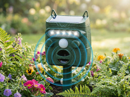 Ortekor Ultrasonic Deer Repeller | Motion-Activated Device with LED Strobe | Humane Protection for Your Garden