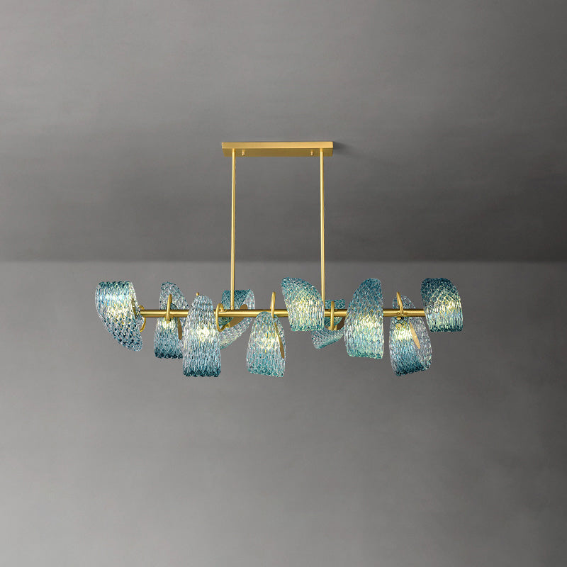 19-Light Glass Ceiling Fixture with Peacock Art Design for Dining Rooms & Large Spaces