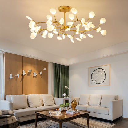 Branching Tree Multi-Light Pendant with Glass Globes for Dining Room & Living Room – Adjustable Hardwire Chandelier
