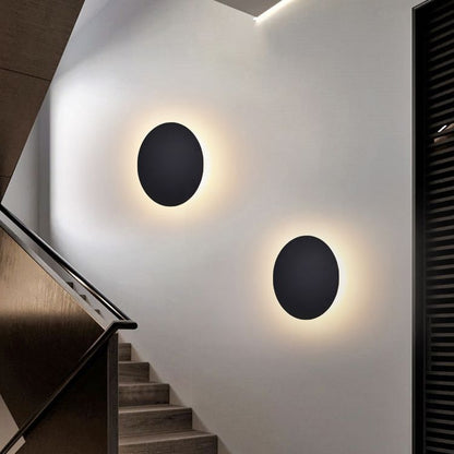 Round Metal Wall Sconce Modern Minimalist LED Light for Bedroom Living Room Black White Gold Finish Hardwired 8 to 20 Inch