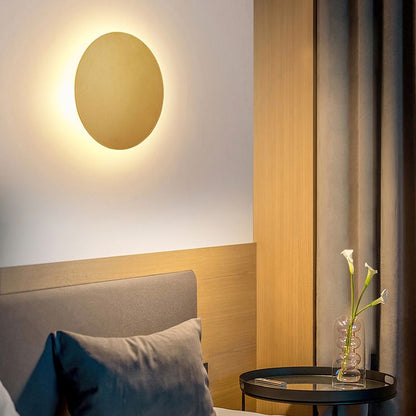 Round Metal Wall Sconce Modern Minimalist LED Light for Bedroom Living Room Black White Gold Finish Hardwired 8 to 20 Inch