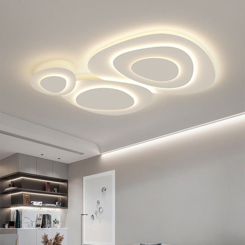 Modern White Cloud Metal Ceiling Light Flush Mount for Bedroom Living Room Dining Room | Dimmable LED Surface Mount Fixture