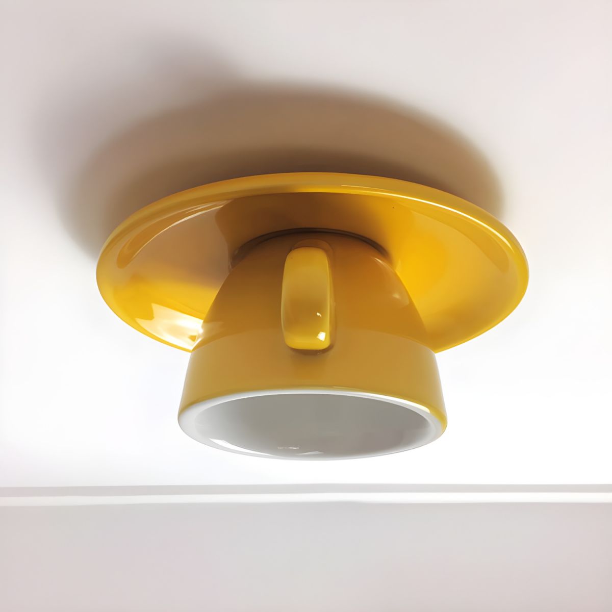 Flush Mount Cup-Shaped Ceramic LED Fixture for Bedrooms, Kids' Rooms & Living Spaces – Decorative G4 Overhead Lighting