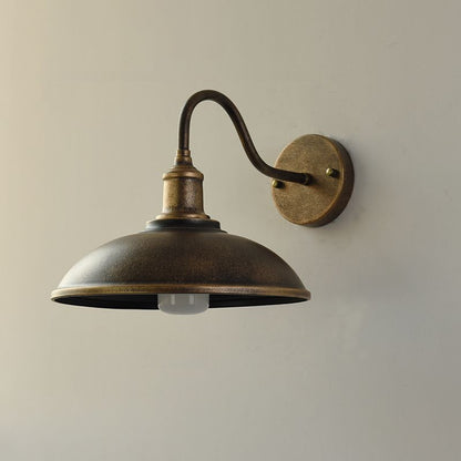 Exterior Iron Sconce Fixture 15 in Black Downlight Bowl Shade for Front Door Patio Walkway Farmhouse Vintage