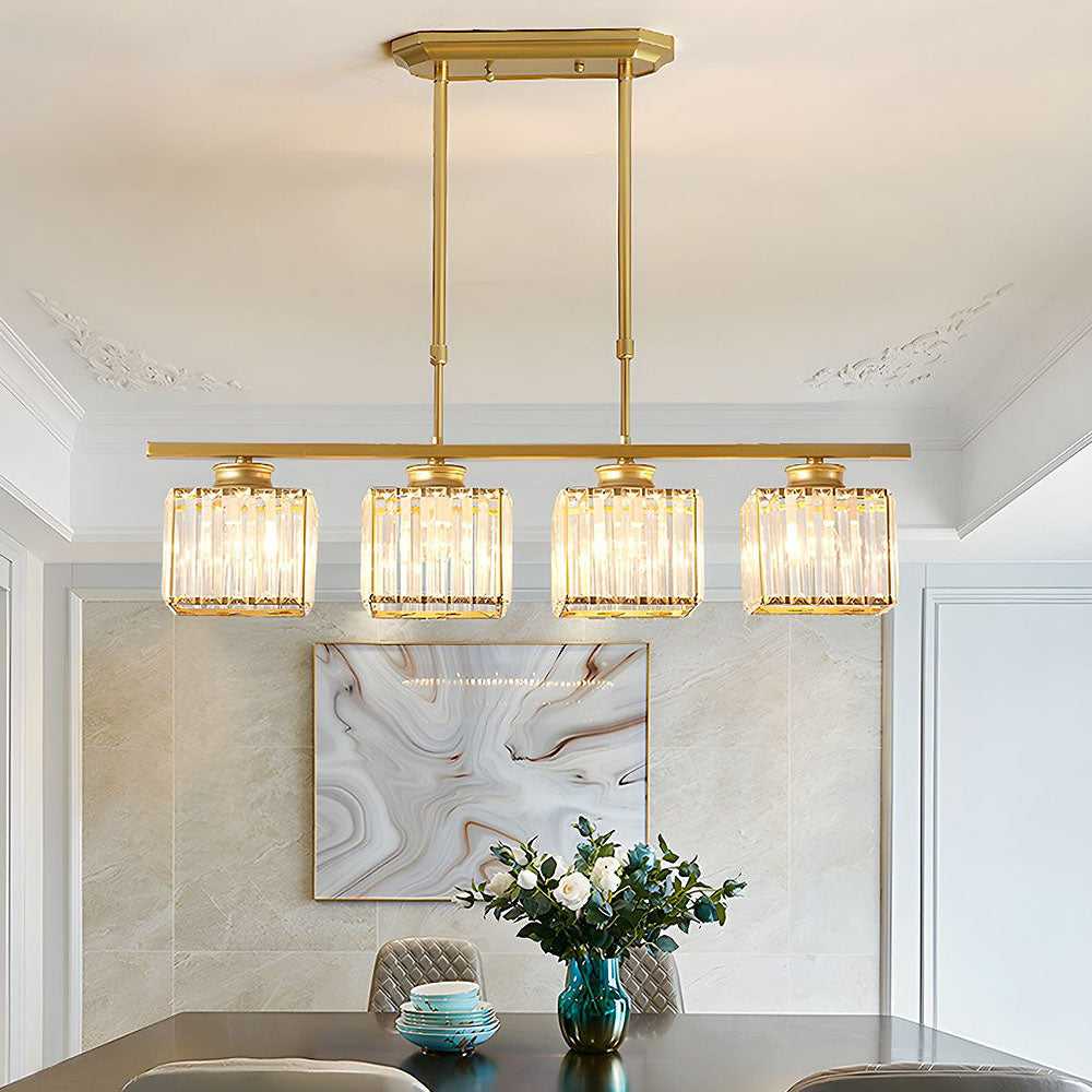 Hanging Fixture with Clear Glass Globes – 3 or 4 Bulb Multi-Head Suspension – Height Adjustable 14-28 in – Black or Gold Metal Frame for Kit
