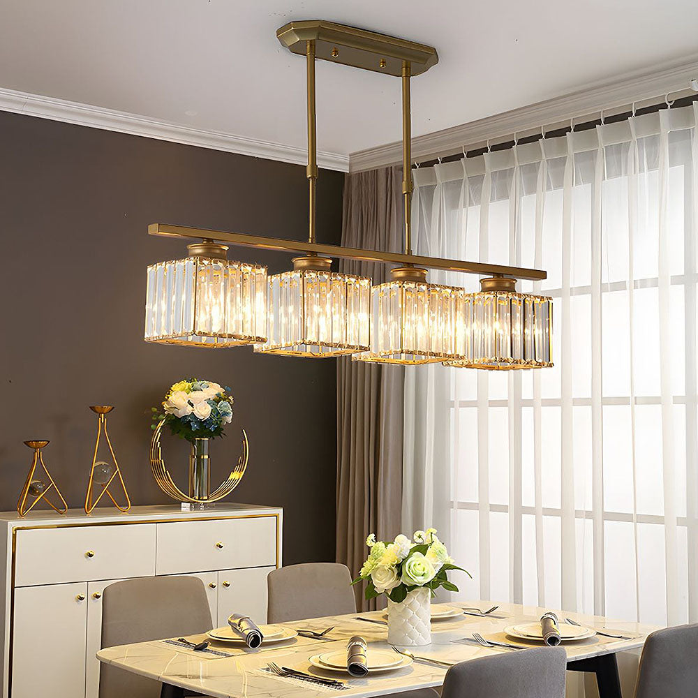 Hanging Fixture with Clear Glass Globes – 3 or 4 Bulb Multi-Head Suspension – Height Adjustable 14-28 in – Black or Gold Metal Frame for Kit
