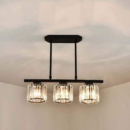 Hanging Fixture with Clear Glass Globes – 3 or 4 Bulb Multi-Head Suspension – Height Adjustable 14-28 in – Black or Gold Metal Frame for Kit