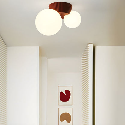Dual-Globe Flush Mount Light 8.5 in Green Resin for Bedroom Hallway Ambient Lighting G9 Socket Compact Overhead Fixture