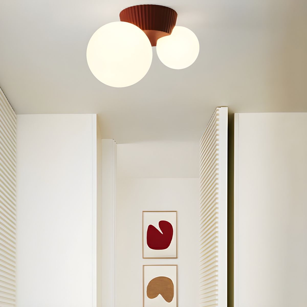 Modern Dual-Globe Flush Mount Light Fixture Green 8.5 Inch Resin for Bedrooms Entryways Small Rooms G9 Compatible Indoor Overhead Lighting