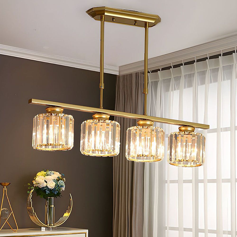 Hanging Fixture with Clear Glass Globes – 3 or 4 Bulb Multi-Head Suspension – Height Adjustable 14-28 in – Black or Gold Metal Frame for Kit