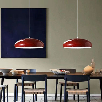 Metal Dome Pendant Light for Dining Room & Kitchen Island, Adjustable Hanging Ceiling Fixture with Curved Shade, Modern LED Bulb