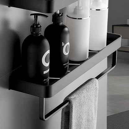 Stylish Black Stainless Steel Bathroom Rack with Multiple Shelf Sizes | Durable Metal Design for Organized Storage