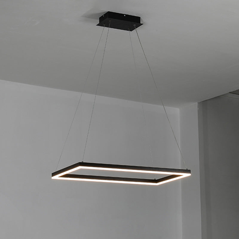 Multi-Tier Linear Suspension Fixture with Integrated LED, Adjustable Cable, Matte Black Metal Frame for Dining & Living Spaces