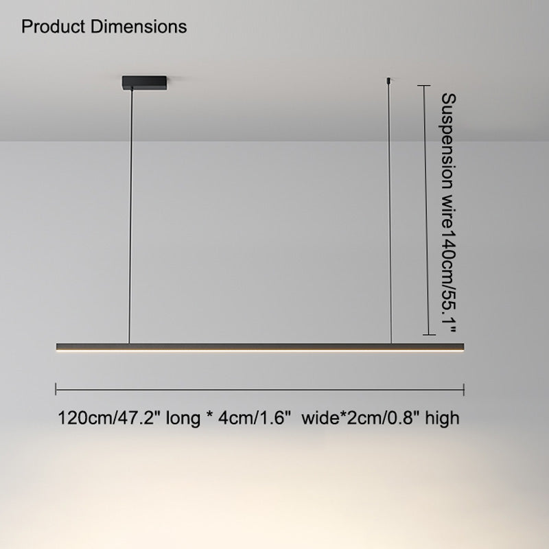 Suspended LED Strip Fixture for Countertop Islands – Dimmable Metal Bar Light with Remote in Matte or Gloss White – 39 to 102 in Adjustable