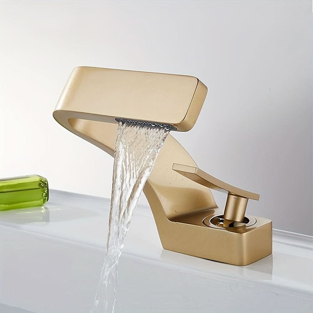 Single-Hole Waterfall Sink Faucet – 304 Stainless Steel Basin Mixer Tap for Modern Bathroom Vanities & Vessel Sinks