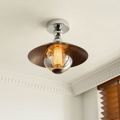 Flush Mount Glass Dome Ceiling Light 12 Inch Warm LED for Foyer Hallway Entry Corridor Modern Home 2700K 420 Lumens