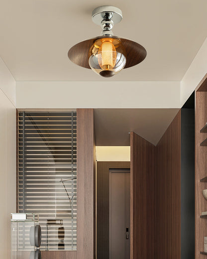 Flush Mount Glass Dome Ceiling Light 12 Inch Warm LED for Foyer Hallway Entry Corridor Modern Home 2700K 420 Lumens