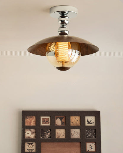 Flush Mount Glass Dome Ceiling Light 12 Inch Warm LED for Foyer Hallway Entry Corridor Modern Home 2700K 420 Lumens