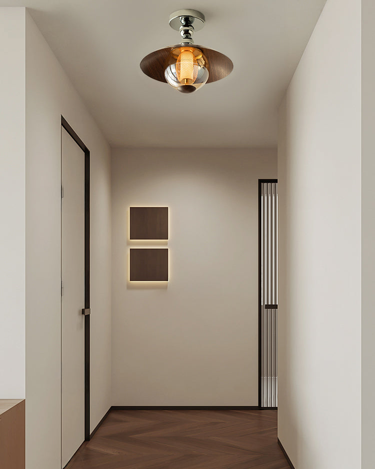 Flush Mount Glass Dome Ceiling Light 12 Inch Warm LED for Foyer Hallway Entry Corridor Modern Home 2700K 420 Lumens