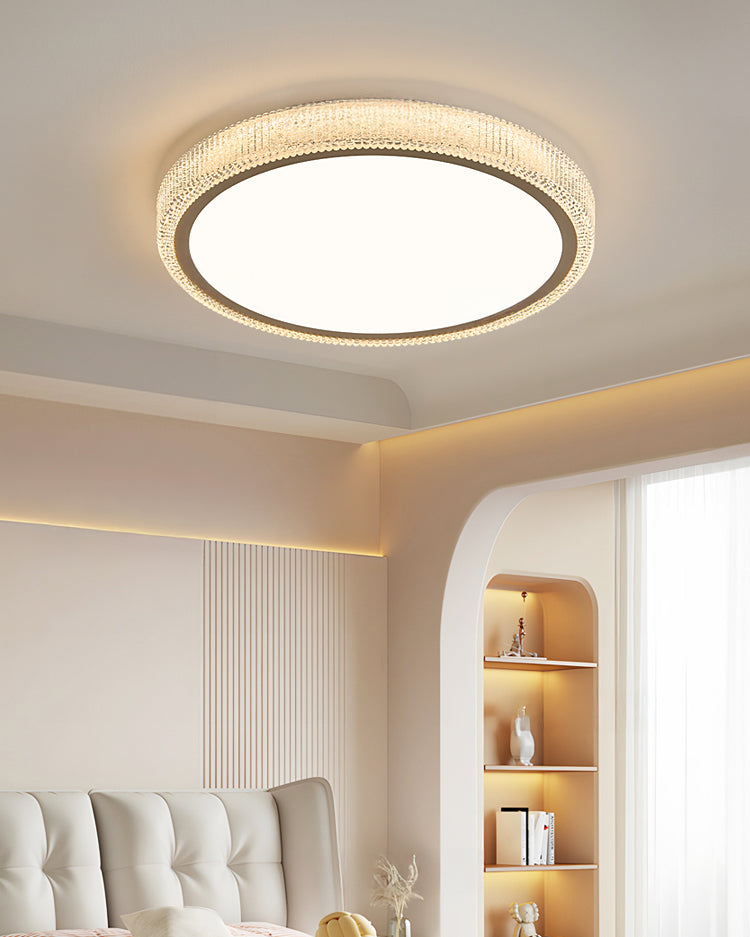 Round Flush Mount LED Ceiling Light 22W Low Profile Modern Fixture for Bedrooms Living Rooms Hallways Warm White 2700K 1200 Lumens Metal Acr
