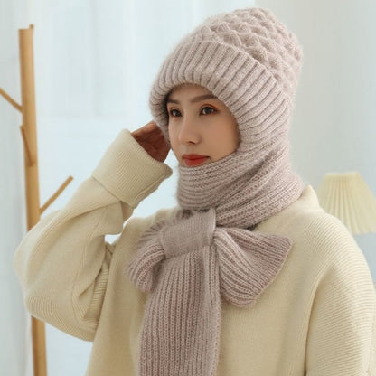 Thermal Hooded Scarf with Built-In Face Mask and Ear Coverage for Winter Outdoor Activities
