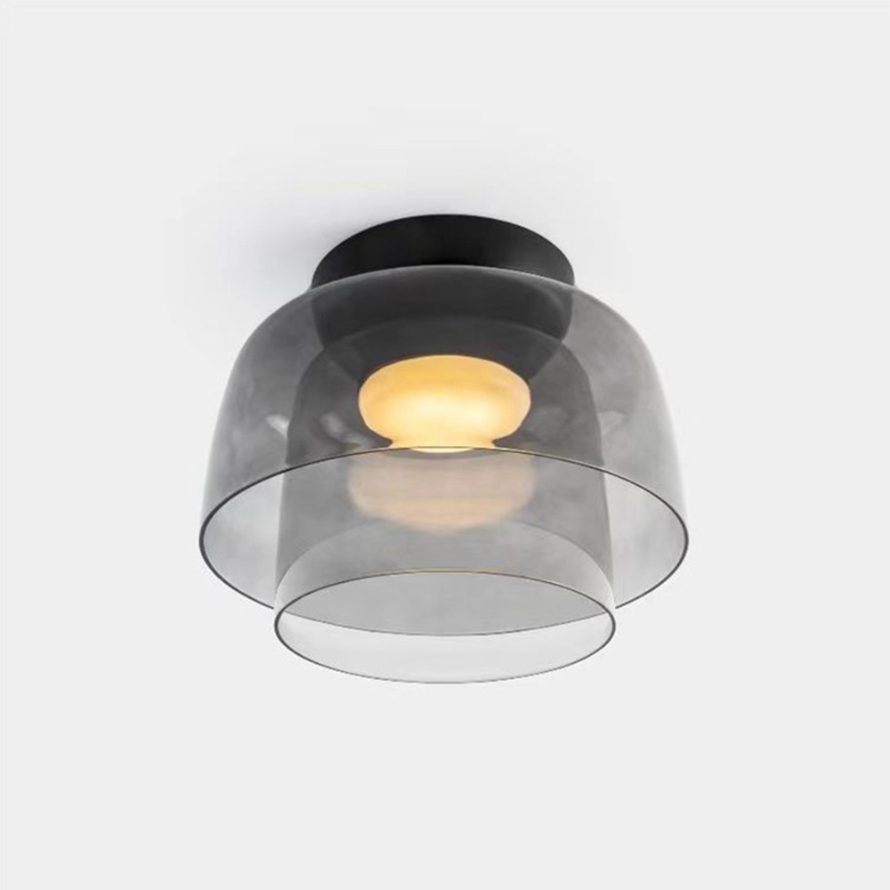 Layered Glass Ceiling Light Modern Multi-Tier Flush Mount Fixture with LED Hardwired for Kitchen Dining Room Bedroom Living Room