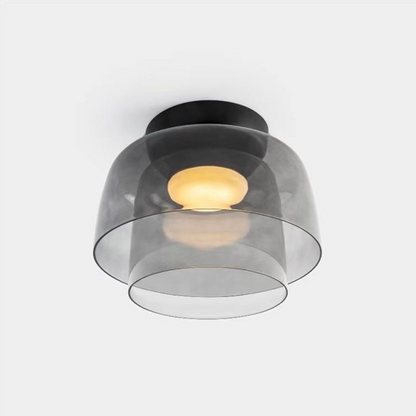 Layered Glass Ceiling Light Modern Multi-Tier Flush Mount Fixture with LED Hardwired for Kitchen Dining Room Bedroom Living Room