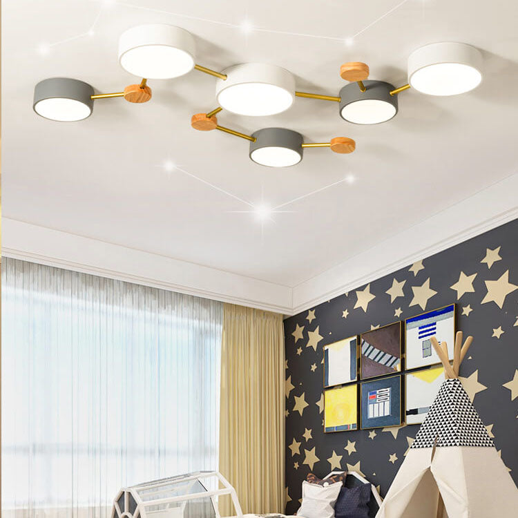 Contemporary Ceiling Light with Natural Wood Accents & Integrated LED | Geometric Multi-Bar Design for Living Rooms, Bedrooms, Hallways