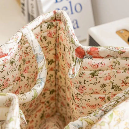 BloomNest – Vintage Floral Storage Basket