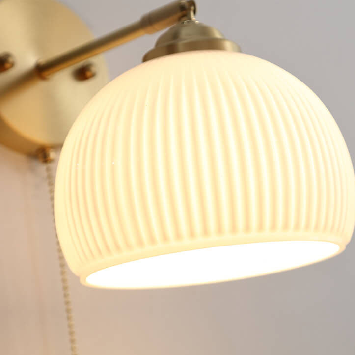 Compact Sconce Light Fixture White Shade Brass Accent 6 inch Wide for Bedroom Hallway Reading Nook Ambient Lighting E26 Socket Modern Minima