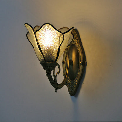 Glass Shade Wall Sconce in Blue Red Pink Bronze Clear 10×8 Inches for Bedroom Bedside Living Room Study Hardwired E26 Socket Metal Resin