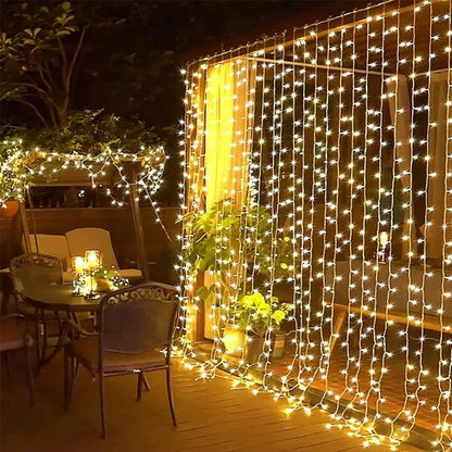 LED Curtain String Lights Warm White USB Powered with Remote 8 Modes for Indoor Outdoor Patio Bedroom Wedding Party Decorative Waterproof